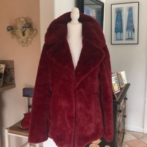 Beautiful faux fur, red jacket